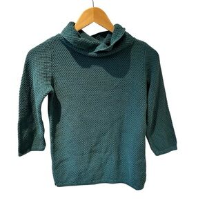 Boden Cowl Neck Green‎ 100% Cotton Sweater Size 4 3/4 Sleeves